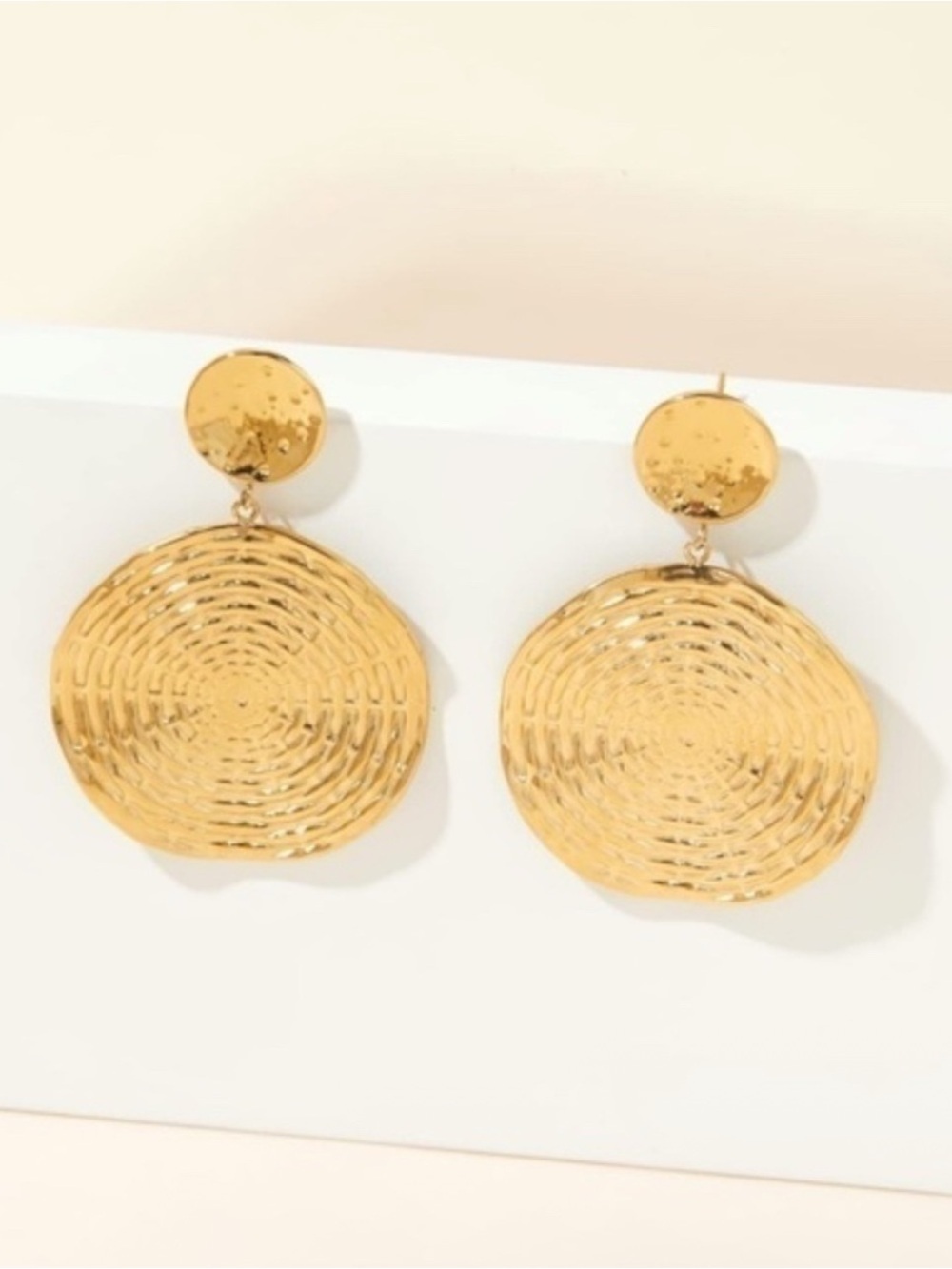 14k Gold Plated Boho Round Drop Earrings